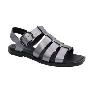 NEW ERIC MICHAEL women's julia t-strap sandal in pewter